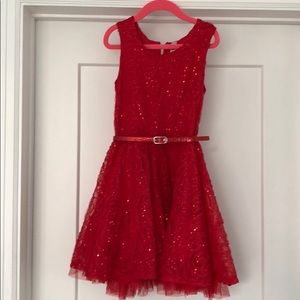 Red sequin & tulle dress